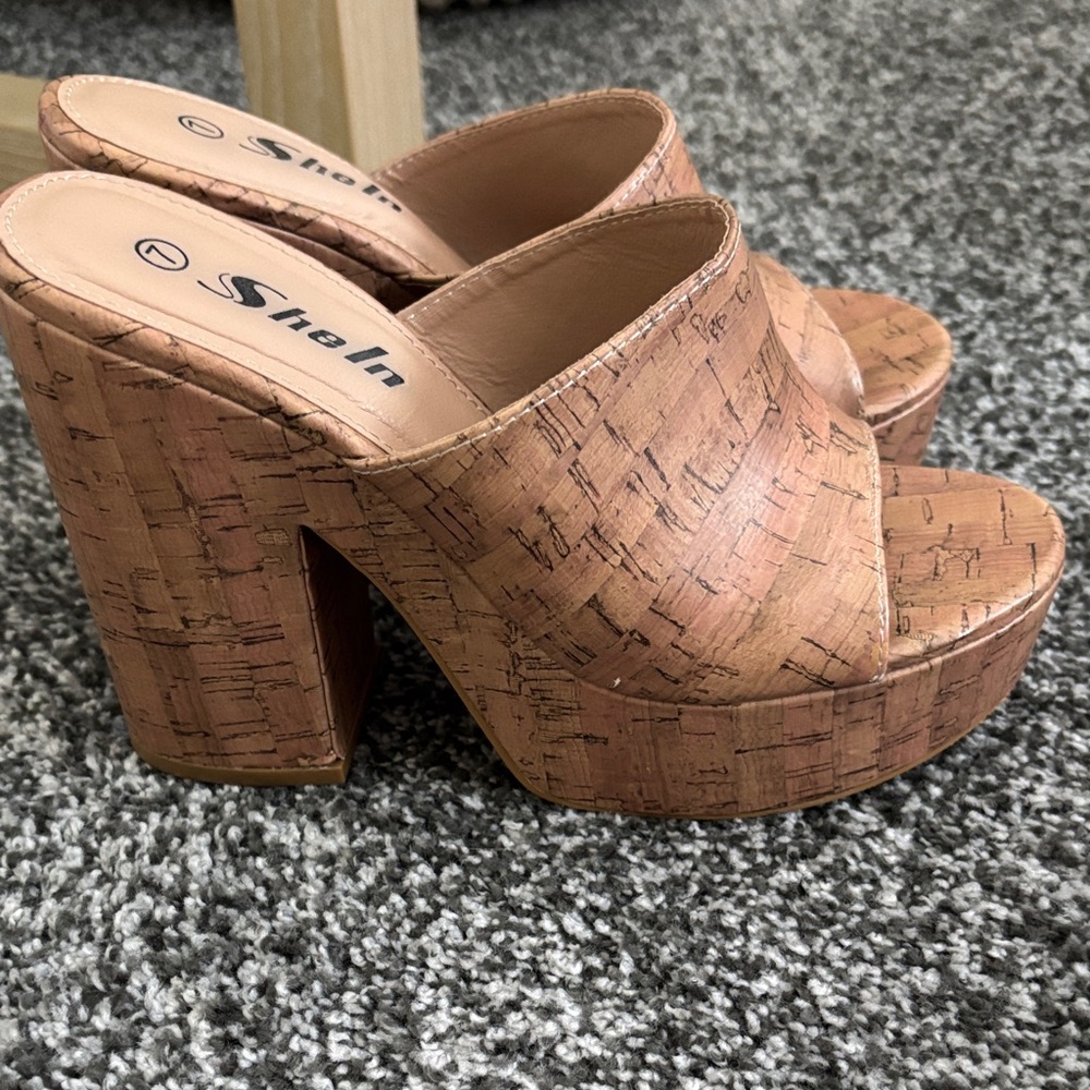 SHEIN Cork-Style Platform Heels - Picture 3 of 3